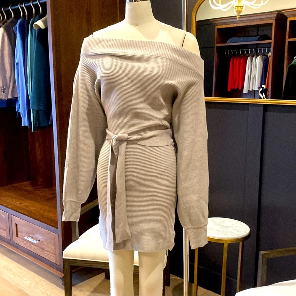 Off shoulder sweater dress